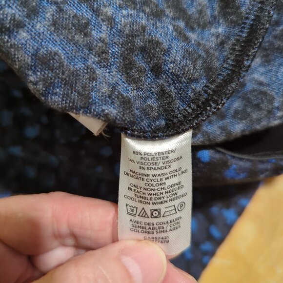 Ann Taylor Womens XLT Black Blue Patterned Pants elastic waist skinny - Picture 7 of 12